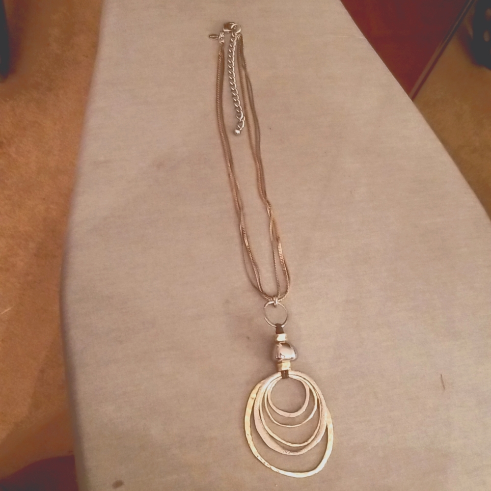 Chico's TwoToned Hammered Hoops  Necklace